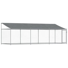 Hondenhok Met Dak En Deur Gegalvaniseerd Staal Grijs 6 x 2 x 2 m 1 deur