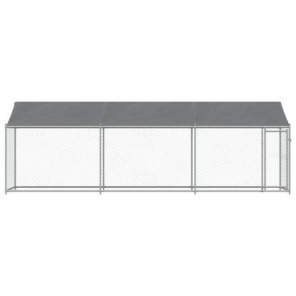 Hondenhok Met Dak En Deur Gegalvaniseerd Staal Grijs 6 x 2 x 2 m 1 deur