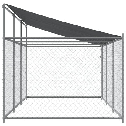 Hondenhok Met Dak En Deur Gegalvaniseerd Staal Grijs 6 x 2 x 2 m 1 deur