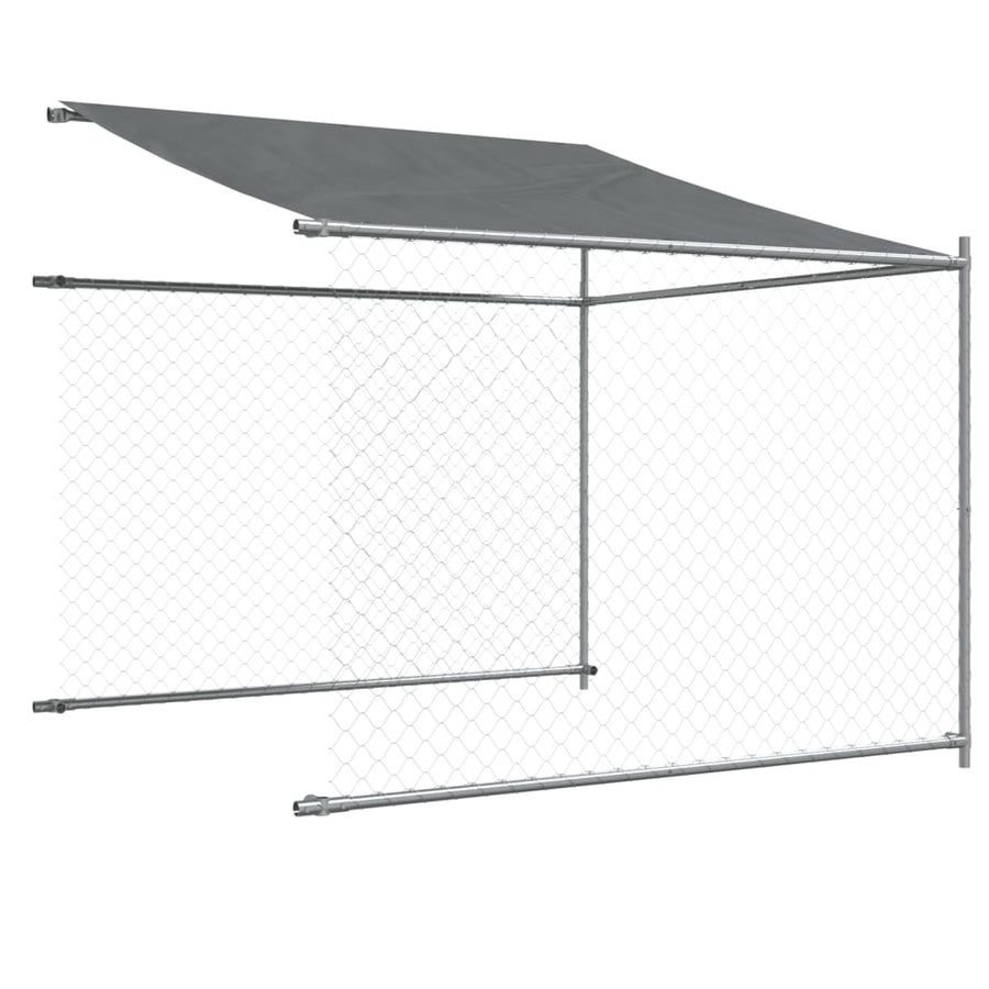 Hondenhok Met Dak En Deur Gegalvaniseerd Staal Grijs 6 x 2 x 2 m 1 deur