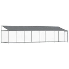Hondenhok Met Dak En Deur Gegalvaniseerd Staal Grijs 8 x 2 x 2 m 1 deur