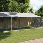 Dog kennel with roof and door 8x2x2 m galvanized steel grey