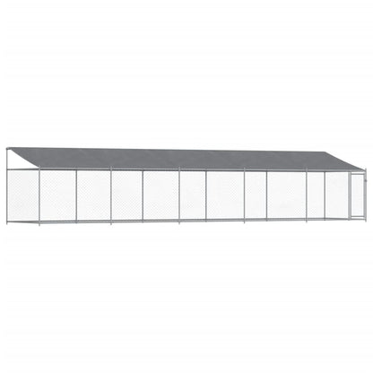 Hondenhok met dak en deur 10x2x2 m gegalvaniseerd staal grijs 10 x 2 x 2 m
