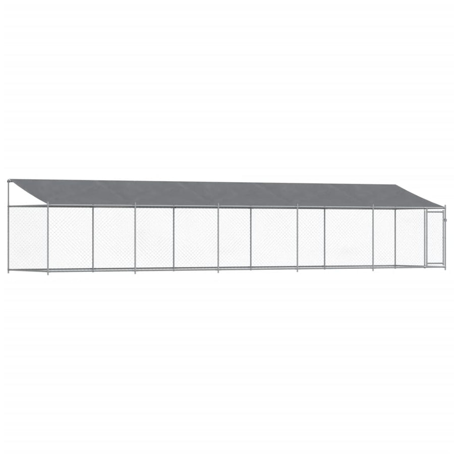 Hondenhok met dak en deur 10x2x2 m gegalvaniseerd staal grijs 10 x 2 x 2 m