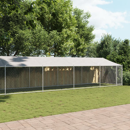 Hondenhok met dak en deur 10x2x2 m gegalvaniseerd staal grijs 10 x 2 x 2 m