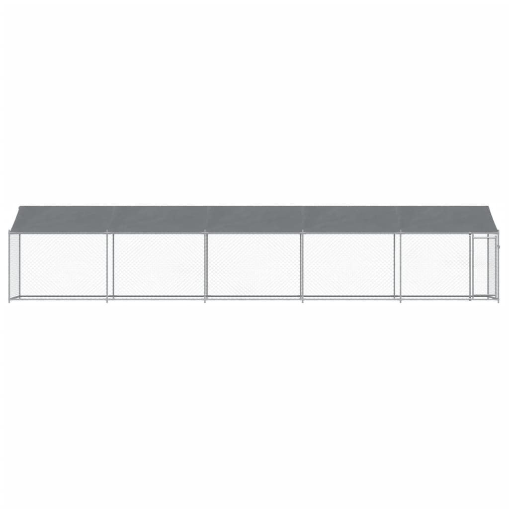Hondenhok met dak en deur 10x2x2 m gegalvaniseerd staal grijs 10 x 2 x 2 m