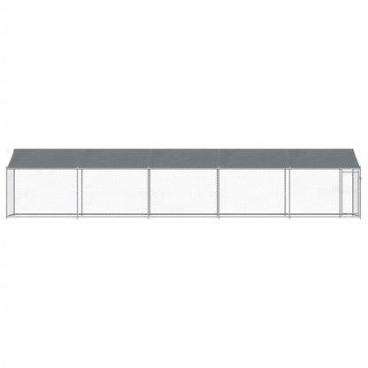 Hondenhok met dak en deur 10x2x2 m gegalvaniseerd staal grijs 10 x 2 x 2 m