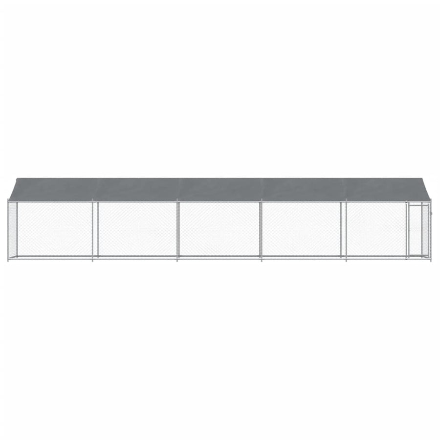 Hondenhok met dak en deur 10x2x2 m gegalvaniseerd staal grijs 10 x 2 x 2 m