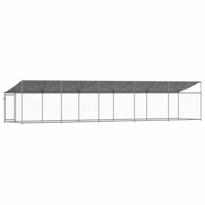 Hondenhok met dak en deur 10x2x2 m gegalvaniseerd staal grijs 10 x 2 x 2 m