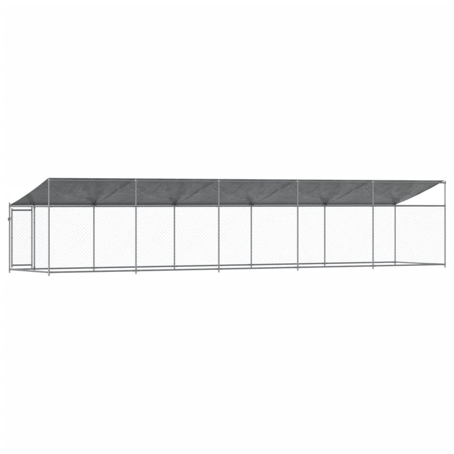 Hondenhok met dak en deur 10x2x2 m gegalvaniseerd staal grijs 10 x 2 x 2 m