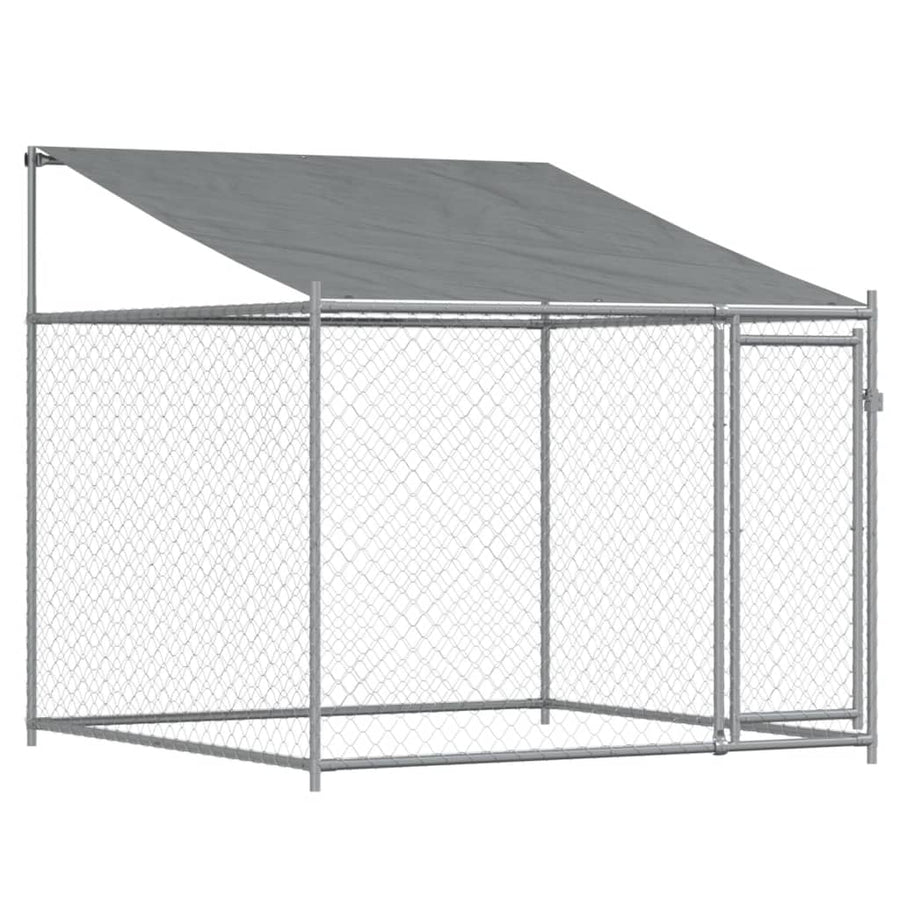 Hondenhok met dak en deur 10x2x2 m gegalvaniseerd staal grijs 10 x 2 x 2 m