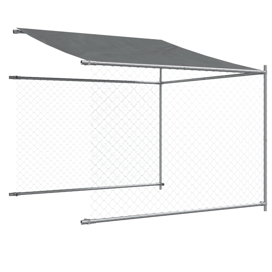Hondenhok met dak en deur 10x2x2 m gegalvaniseerd staal grijs 10 x 2 x 2 m