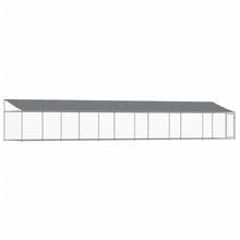 Hondenhok Met Dak En Deur Gegalvaniseerd Staal Grijs 12 x 2 x 2 m 1 deur