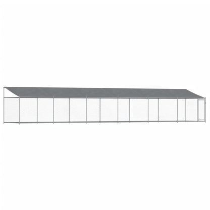 Hondenhok Met Dak En Deur Gegalvaniseerd Staal Grijs 12 x 2 x 2 m 1 deur