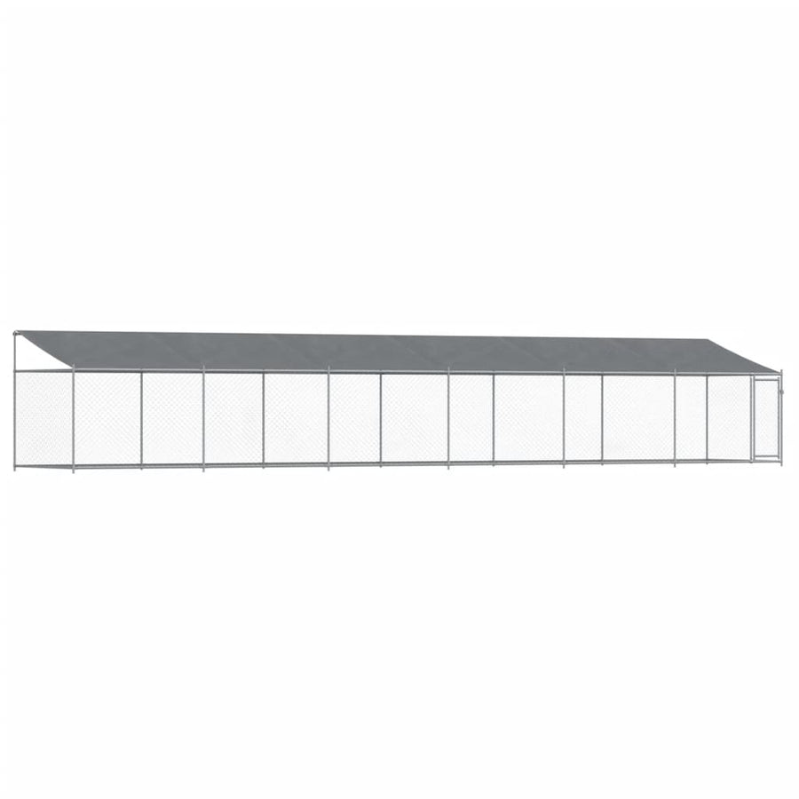 Hondenhok Met Dak En Deur Gegalvaniseerd Staal Grijs 12 x 2 x 2 m 1 deur