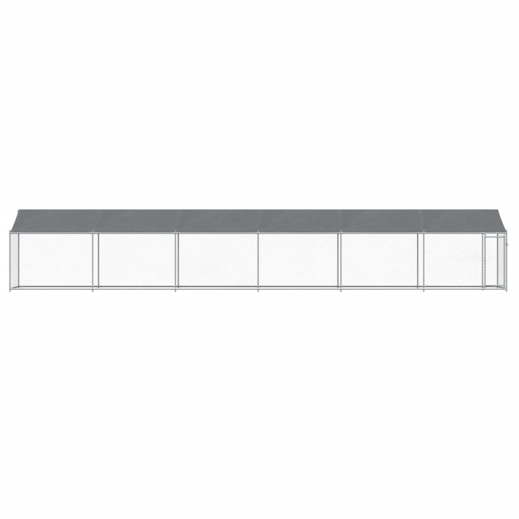 Hondenhok Met Dak En Deur Gegalvaniseerd Staal Grijs 12 x 2 x 2 m 1 deur