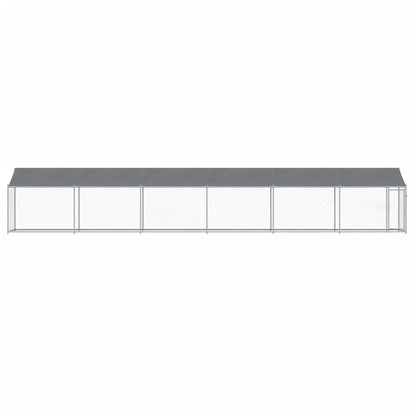Hondenhok Met Dak En Deur Gegalvaniseerd Staal Grijs 12 x 2 x 2 m 1 deur