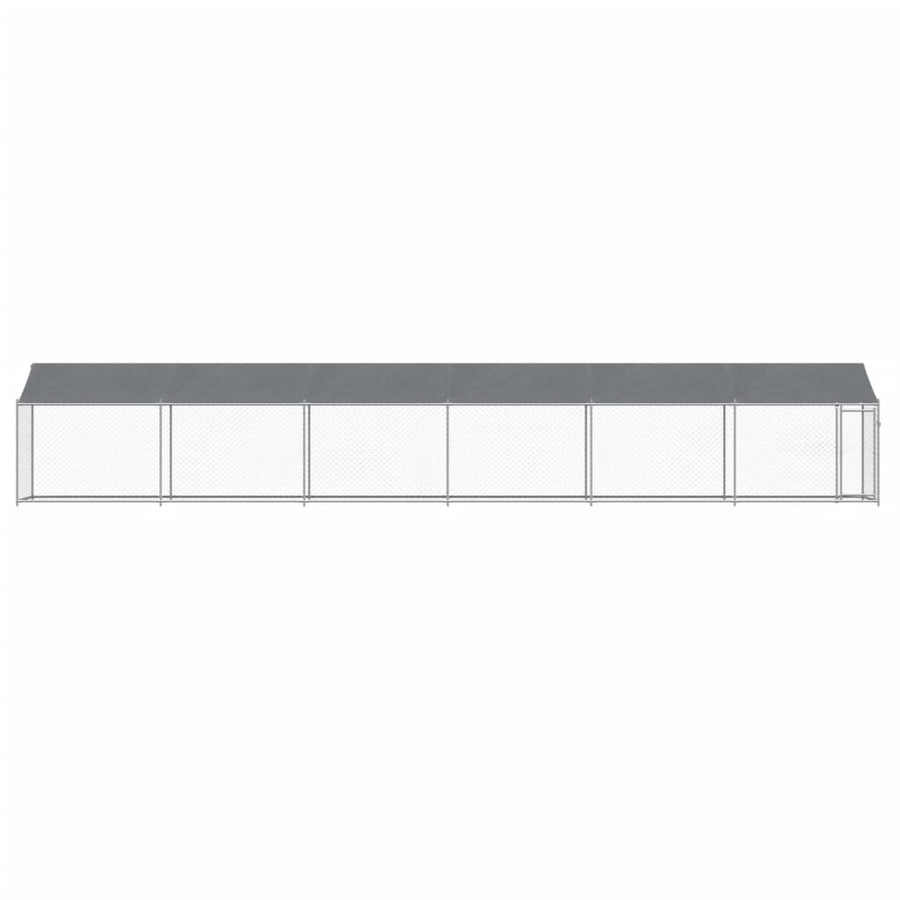 Hondenhok Met Dak En Deur Gegalvaniseerd Staal Grijs 12 x 2 x 2 m 1 deur