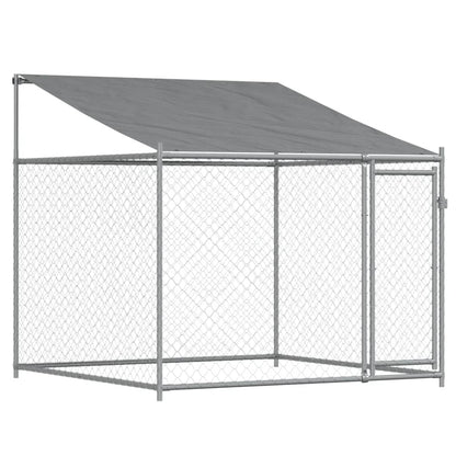 Hondenhok Met Dak En Deur Gegalvaniseerd Staal Grijs 12 x 2 x 2 m 1 deur
