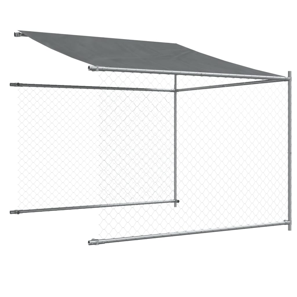 Hondenhok Met Dak En Deur Gegalvaniseerd Staal Grijs 12 x 2 x 2 m 1 deur