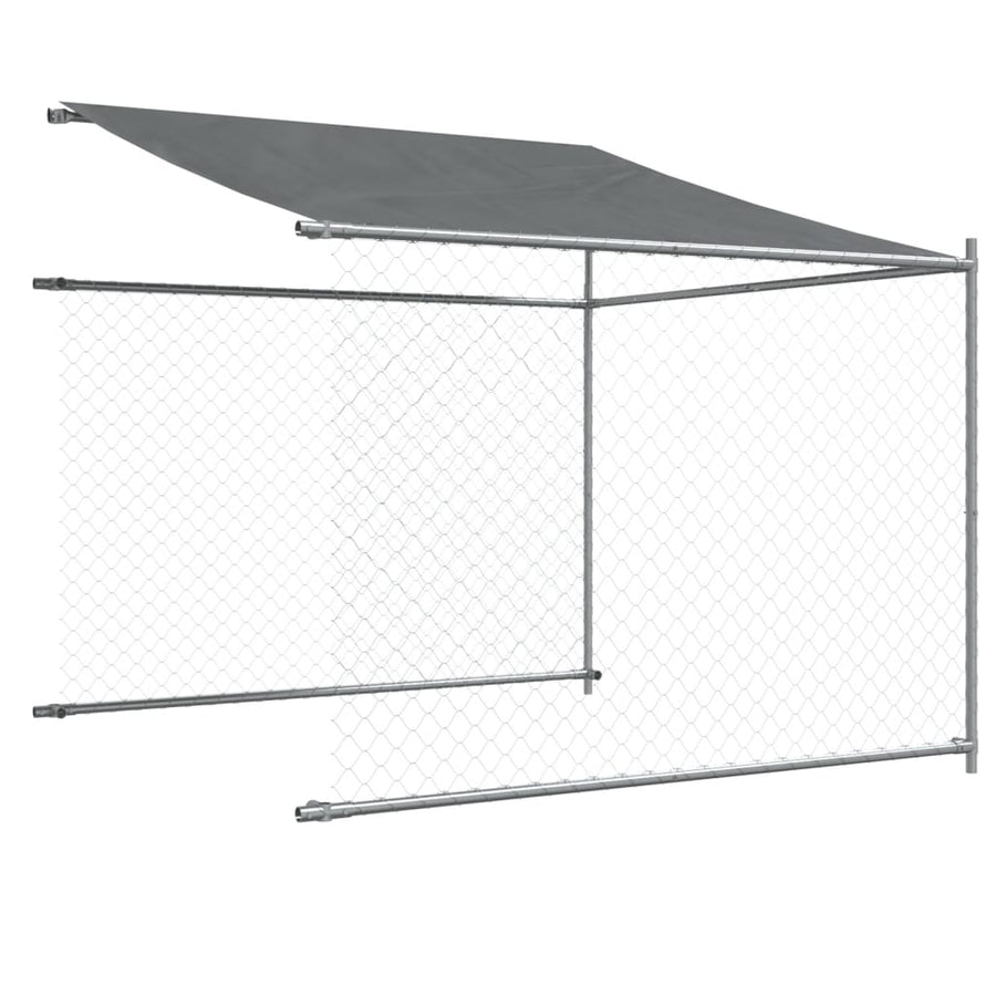 Hondenhok Met Dak En Deur Gegalvaniseerd Staal Grijs 12 x 2 x 2 m 1 deur