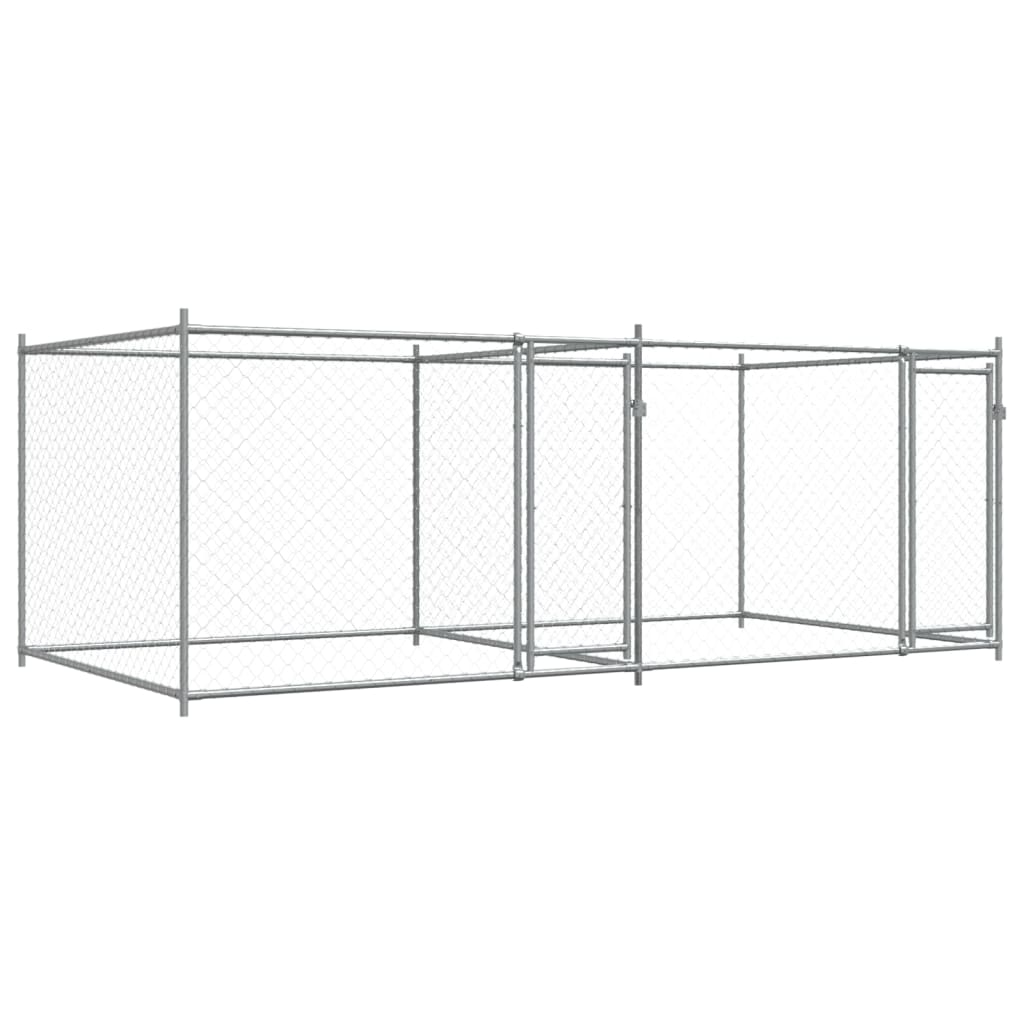 Hondenhok Met Deuren 4X2X1,5 M Gegalvaniseerd Staal Grijs 4 x 2 x 1.5 m 2 deuren