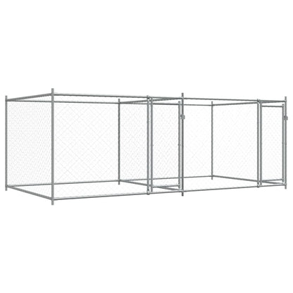 Hondenhok Met Deuren 4X2X1,5 M Gegalvaniseerd Staal Grijs 4 x 2 x 1.5 m 2 deuren