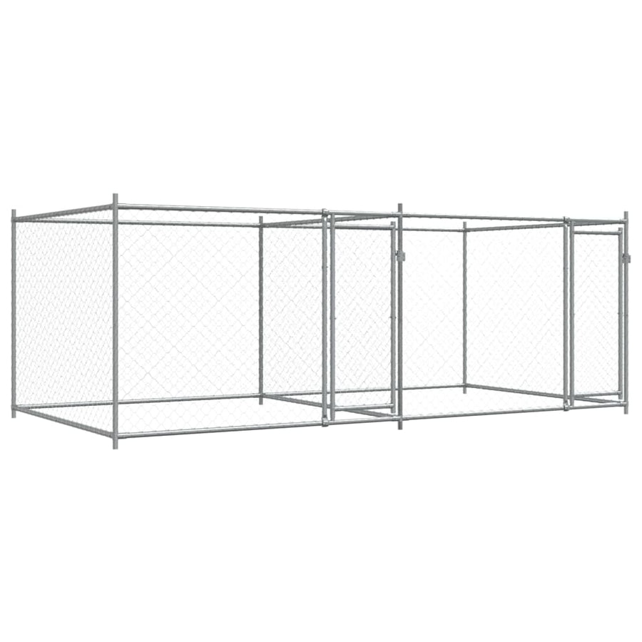 Hondenhok Met Deuren 4X2X1,5 M Gegalvaniseerd Staal Grijs 4 x 2 x 1.5 m 2 deuren