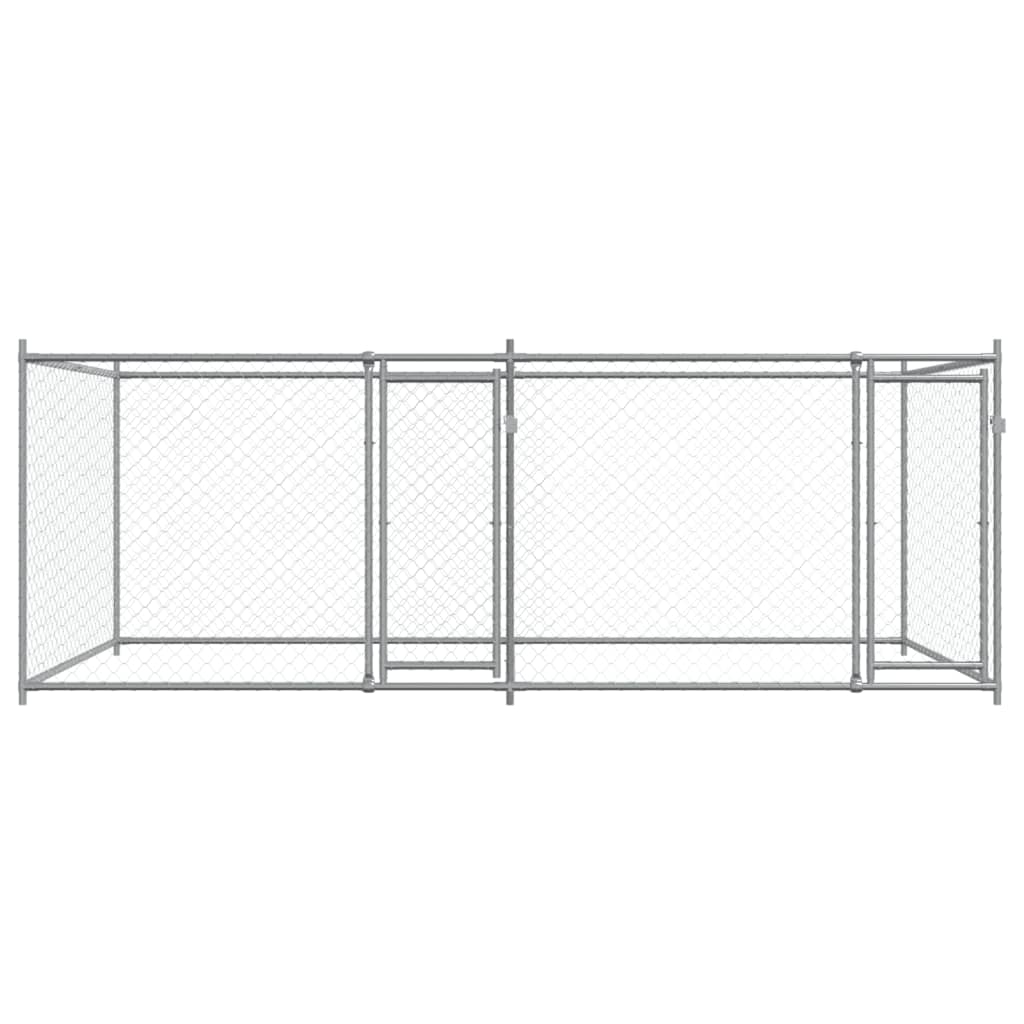 Hondenhok Met Deuren 4X2X1,5 M Gegalvaniseerd Staal Grijs 4 x 2 x 1.5 m 2 deuren