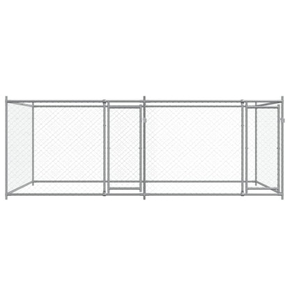Hondenhok Met Deuren 4X2X1,5 M Gegalvaniseerd Staal Grijs 4 x 2 x 1.5 m 2 deuren