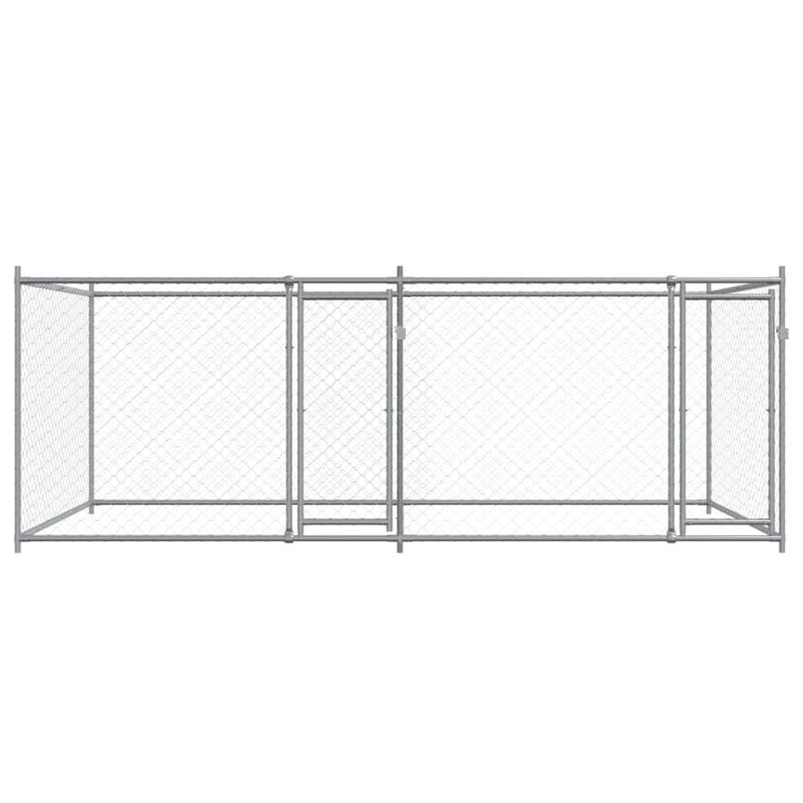 Hondenhok Met Deuren 4X2X1,5 M Gegalvaniseerd Staal Grijs 4 x 2 x 1.5 m 2 deuren