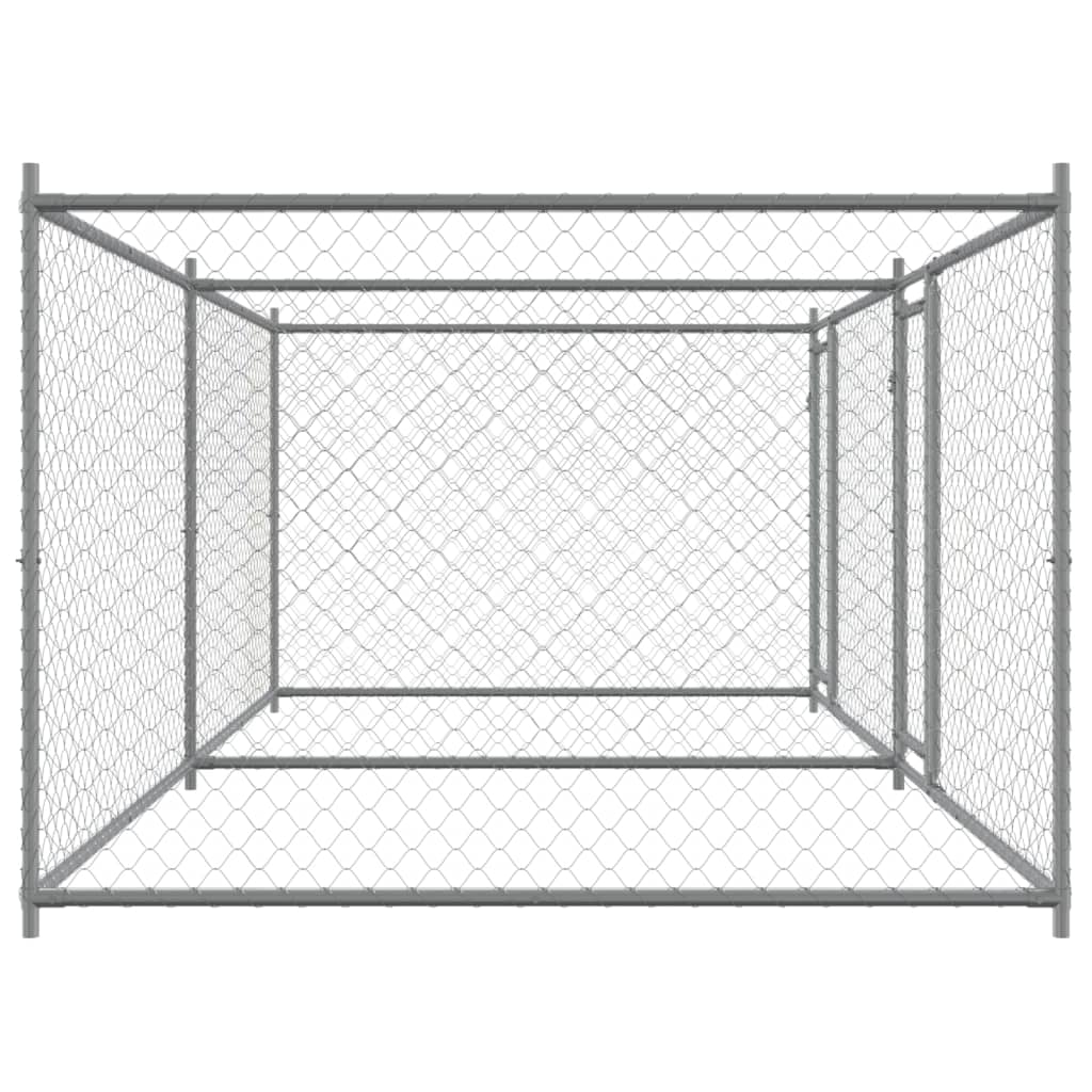 Hondenhok Met Deuren 4X2X1,5 M Gegalvaniseerd Staal Grijs 4 x 2 x 1.5 m 2 deuren