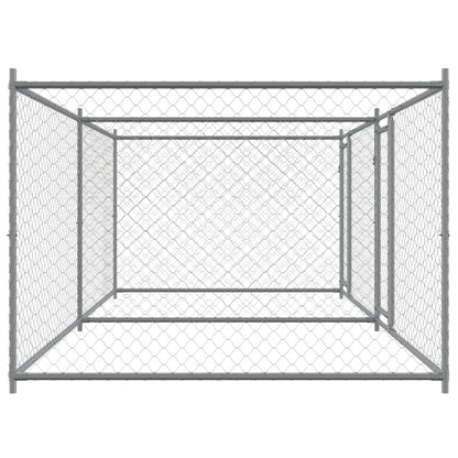 Hondenhok Met Deuren 4X2X1,5 M Gegalvaniseerd Staal Grijs 4 x 2 x 1.5 m 2 deuren