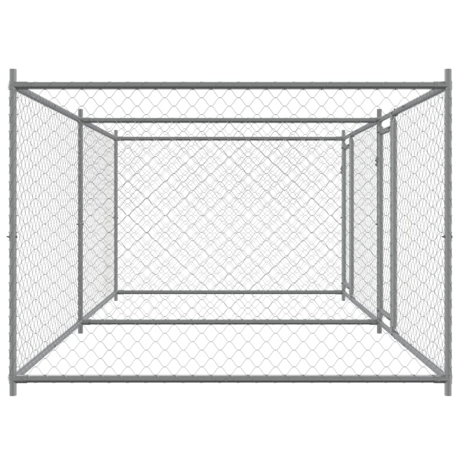 Hondenhok Met Deuren 4X2X1,5 M Gegalvaniseerd Staal Grijs 4 x 2 x 1.5 m 2 deuren