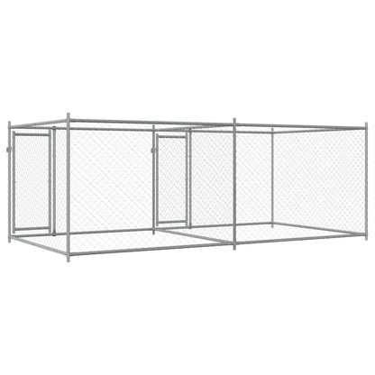 Hondenhok Met Deuren 4X2X1,5 M Gegalvaniseerd Staal Grijs 4 x 2 x 1.5 m 2 deuren