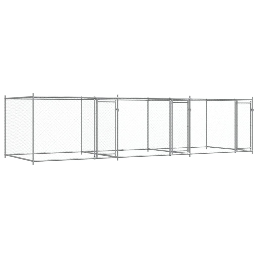 Hondenhok Met Deuren 6X2X1,5 M Gegalvaniseerd Staal Grijs 6 x 2 x 1.5 m 3 deuren