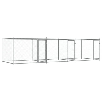 Hondenhok Met Deuren 6X2X1,5 M Gegalvaniseerd Staal Grijs 6 x 2 x 1.5 m 3 deuren