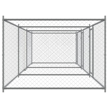 Hondenhok Met Deuren 6X2X1,5 M Gegalvaniseerd Staal Grijs 6 x 2 x 1.5 m 3 deuren