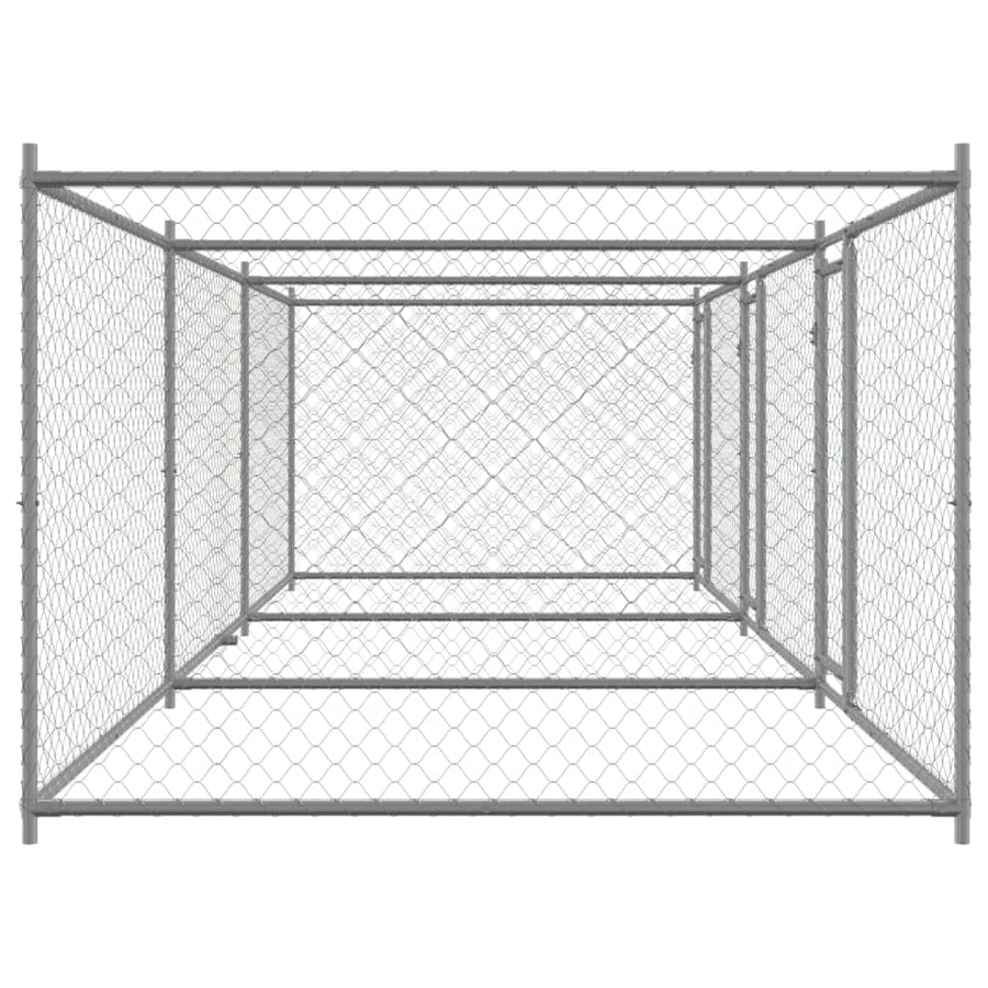Hondenhok Met Deuren 6X2X1,5 M Gegalvaniseerd Staal Grijs 6 x 2 x 1.5 m 3 deuren