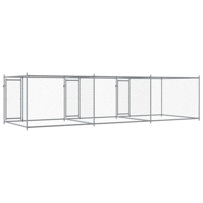 Hondenhok Met Deuren 6X2X1,5 M Gegalvaniseerd Staal Grijs 6 x 2 x 1.5 m 3 deuren