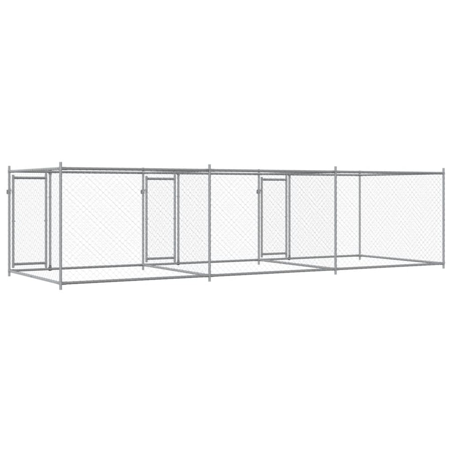 Hondenhok Met Deuren 6X2X1,5 M Gegalvaniseerd Staal Grijs 6 x 2 x 1.5 m 3 deuren