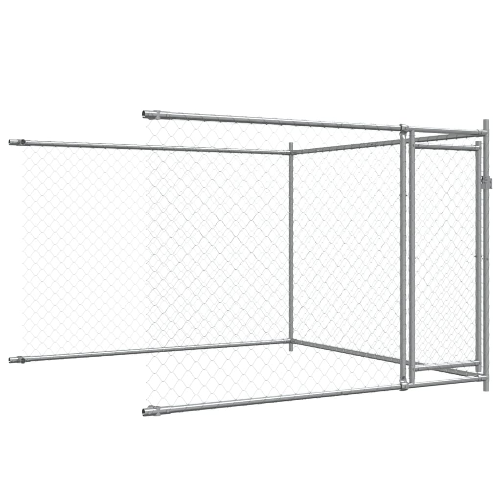 Hondenhok Met Deuren 6X2X1,5 M Gegalvaniseerd Staal Grijs 6 x 2 x 1.5 m 3 deuren