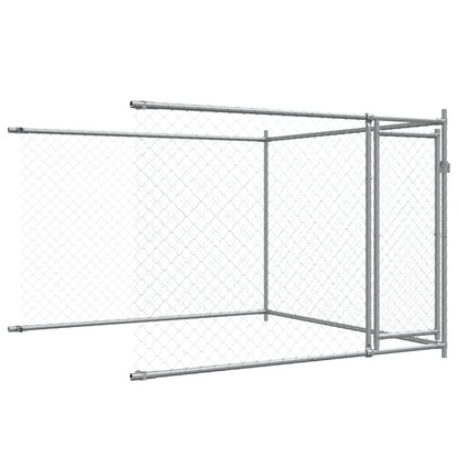 Hondenhok Met Deuren 6X2X1,5 M Gegalvaniseerd Staal Grijs 6 x 2 x 1.5 m 3 deuren