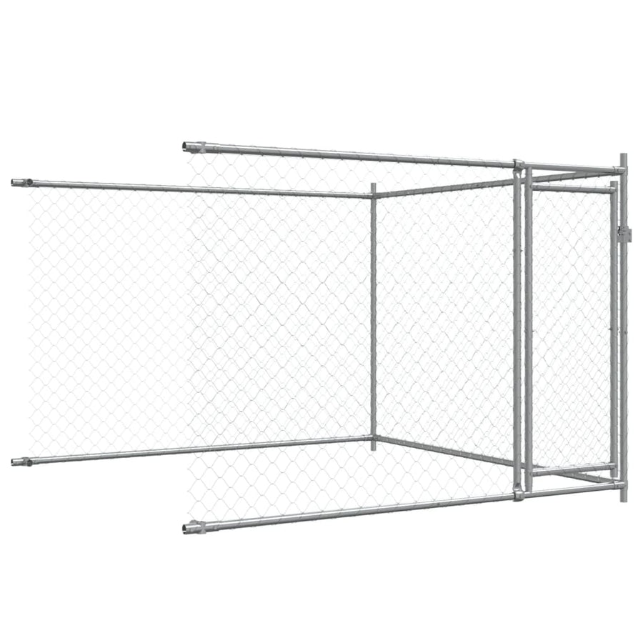 Hondenhok Met Deuren 6X2X1,5 M Gegalvaniseerd Staal Grijs 6 x 2 x 1.5 m 3 deuren