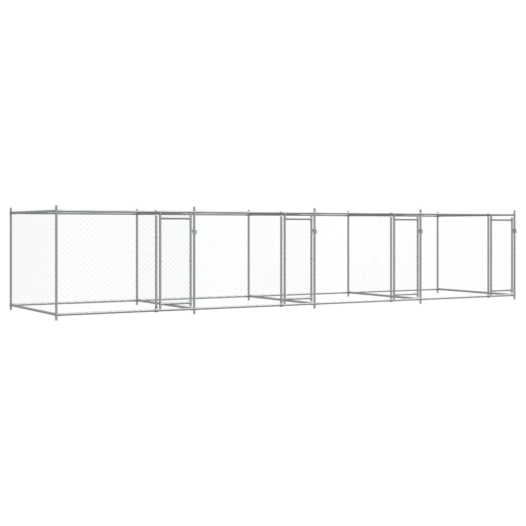 Hondenhok Met Deuren 8X2X1,5 M Gegalvaniseerd Staal Grijs 8 x 2 x 1.5 m 3 deuren