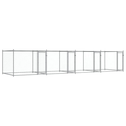 Hondenhok Met Deuren 8X2X1,5 M Gegalvaniseerd Staal Grijs 8 x 2 x 1.5 m 3 deuren