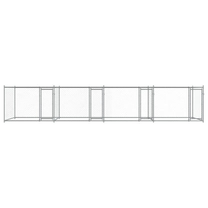 Hondenhok Met Deuren 8X2X1,5 M Gegalvaniseerd Staal Grijs 8 x 2 x 1.5 m 3 deuren