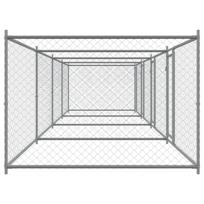 Hondenhok Met Deuren 8X2X1,5 M Gegalvaniseerd Staal Grijs 8 x 2 x 1.5 m 3 deuren