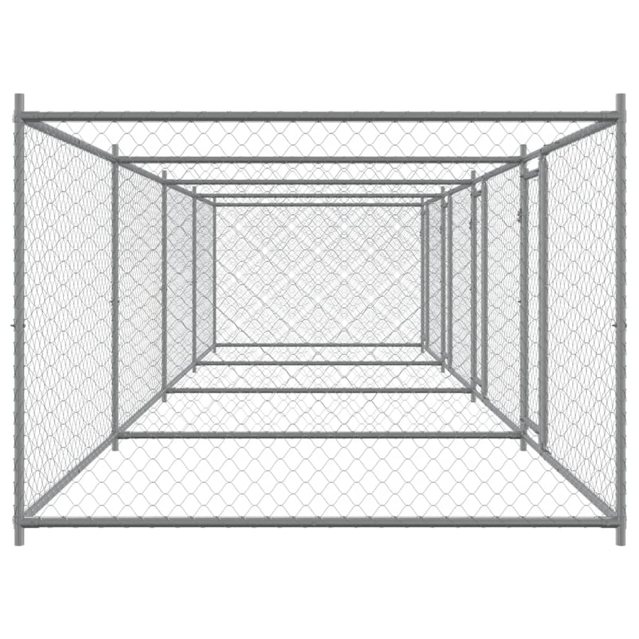 Hondenhok Met Deuren 8X2X1,5 M Gegalvaniseerd Staal Grijs 8 x 2 x 1.5 m 3 deuren