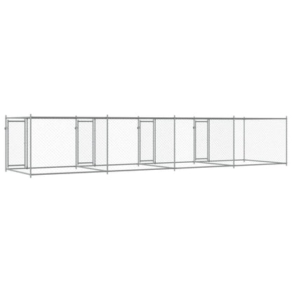 Hondenhok Met Deuren 8X2X1,5 M Gegalvaniseerd Staal Grijs 8 x 2 x 1.5 m 3 deuren